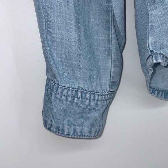 Cloth & Stone Western Style Tencel Chambray Denim Style Button Down Shirt Blue X - Picture 5 of 12